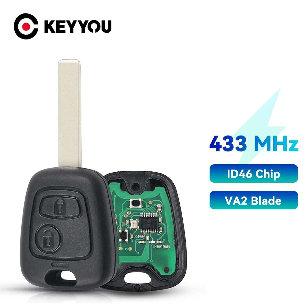 

Ключ дистанционного управления KEYYOU, 2 кнопки, 433 МГц, чип PCF7961 для PEUGEOT 207 307