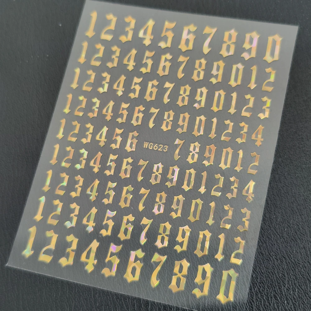 

Новые золотые 3D наклейки для ногтей, слайдеры, арабские цифры, наклейки для ногтей, декорации, цифровой дизайн, аксессуары для маникюра