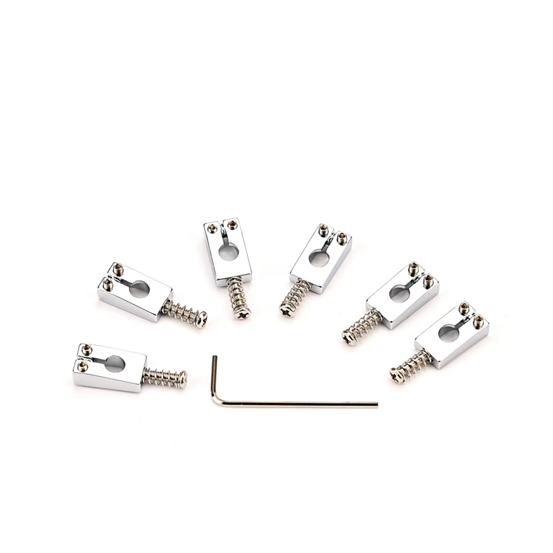 

6Pcs Guitar Bridge Saddles Bridge Pull String Code With Wrench Musical Instruments Electric Guitar Accessories