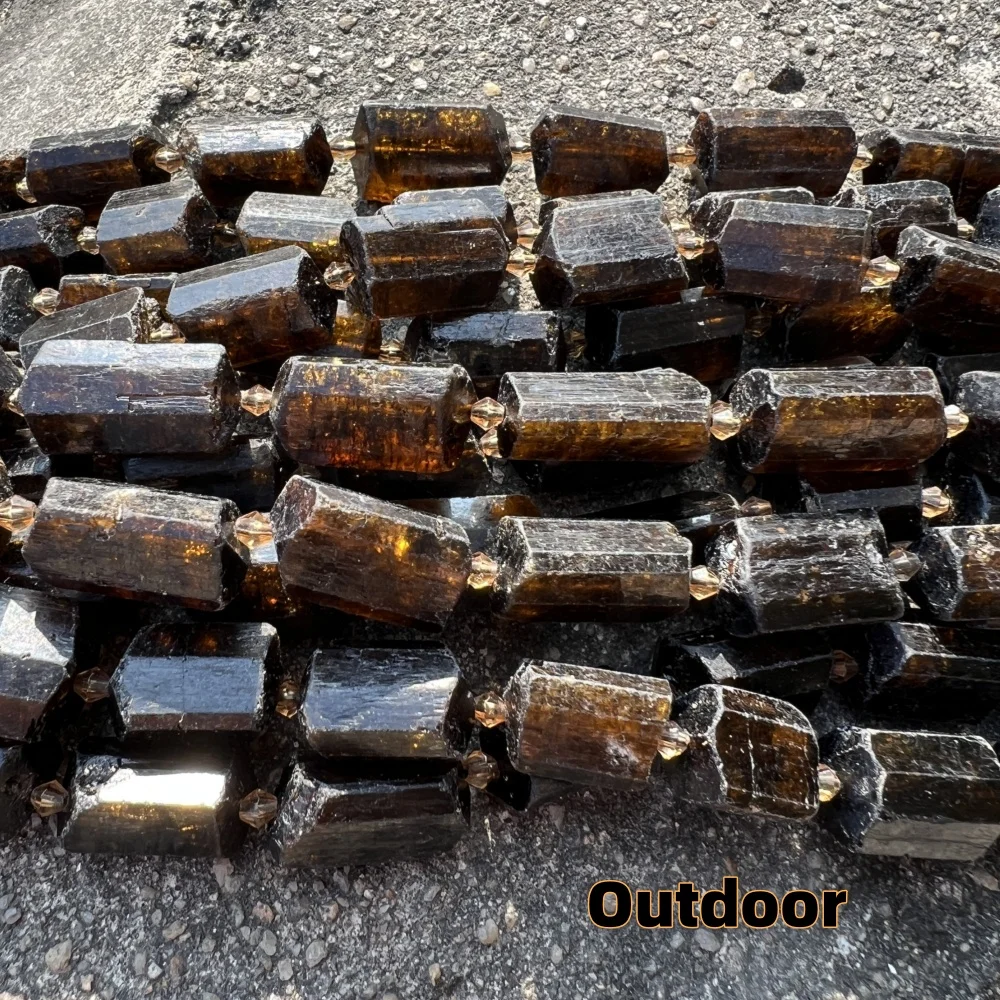 Большие искусственные бусины из натурального камня Dravite желтого турмалина