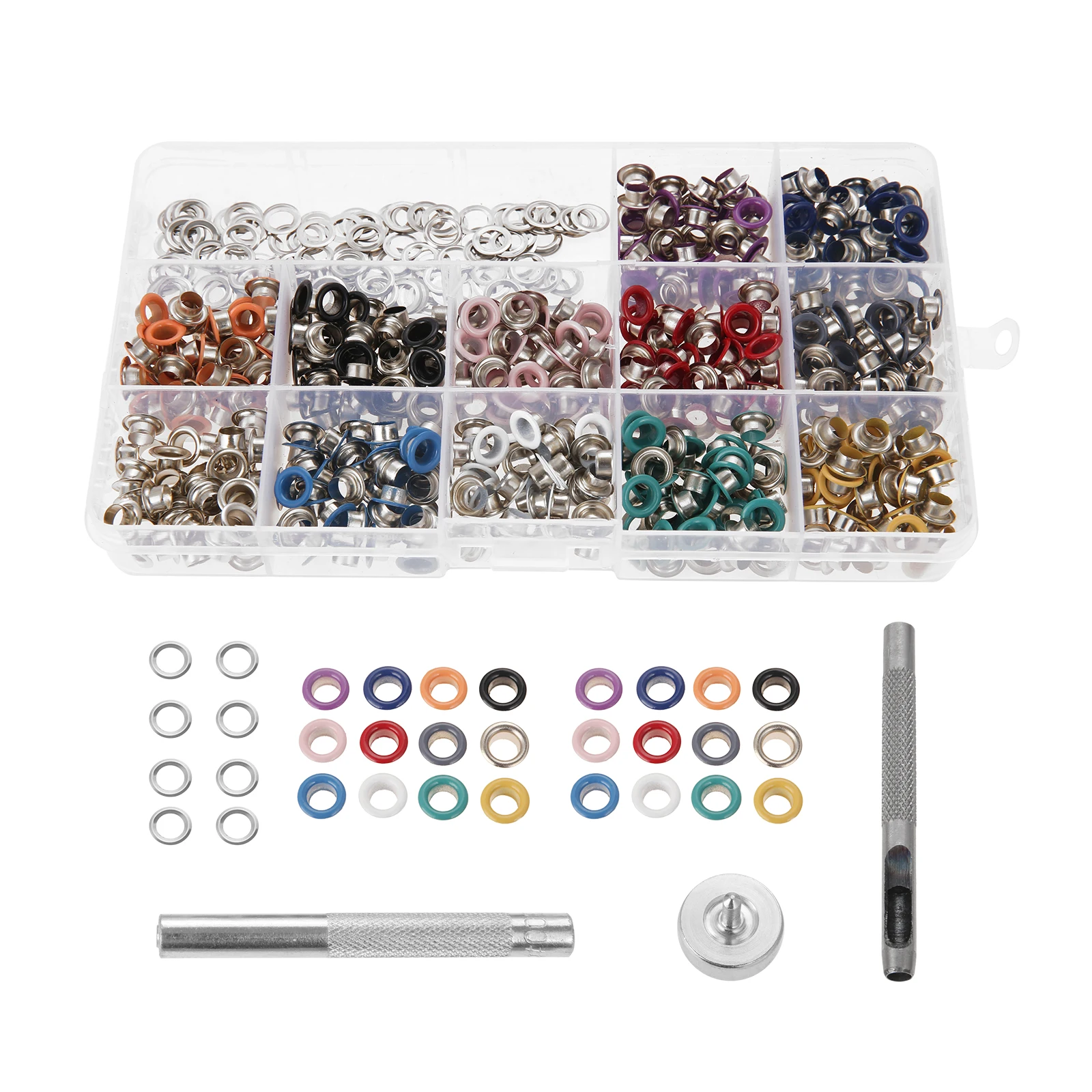 

540 набор 5 мм металлический разноцветный металлический фотоальбом + 3x инструмент для установки + коробка для хранения одежды, кожаных ремесел «сделай сам»