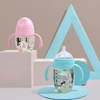 300160ml baby bottles with handle feeding cup for newborn portable baby training cup with lid leak proof infant milk bottle
