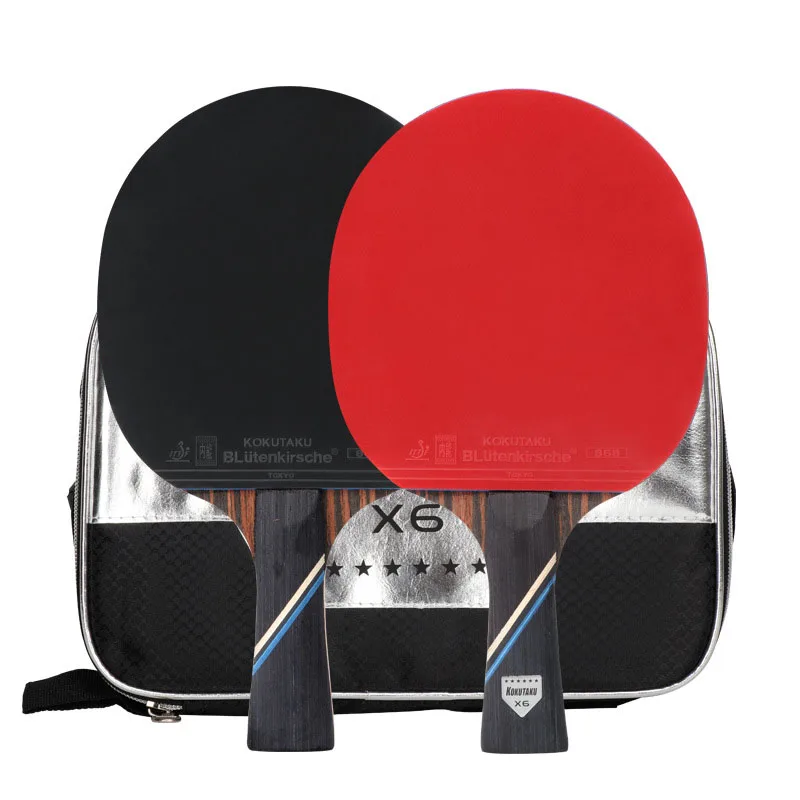 

KOKUTAKU 2PCS Professional Ping Pong 6 Stars Table Tennis Racket Bat Paddle Carbon High Elastic Grain Blade ITTF Certification