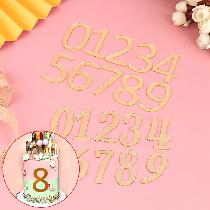 

Акриловый Топпер для торта 0-9 цифр, украшение для свадьбы, юбилея, дня рождения, цифровой Топпер для кексов, 1 комплект