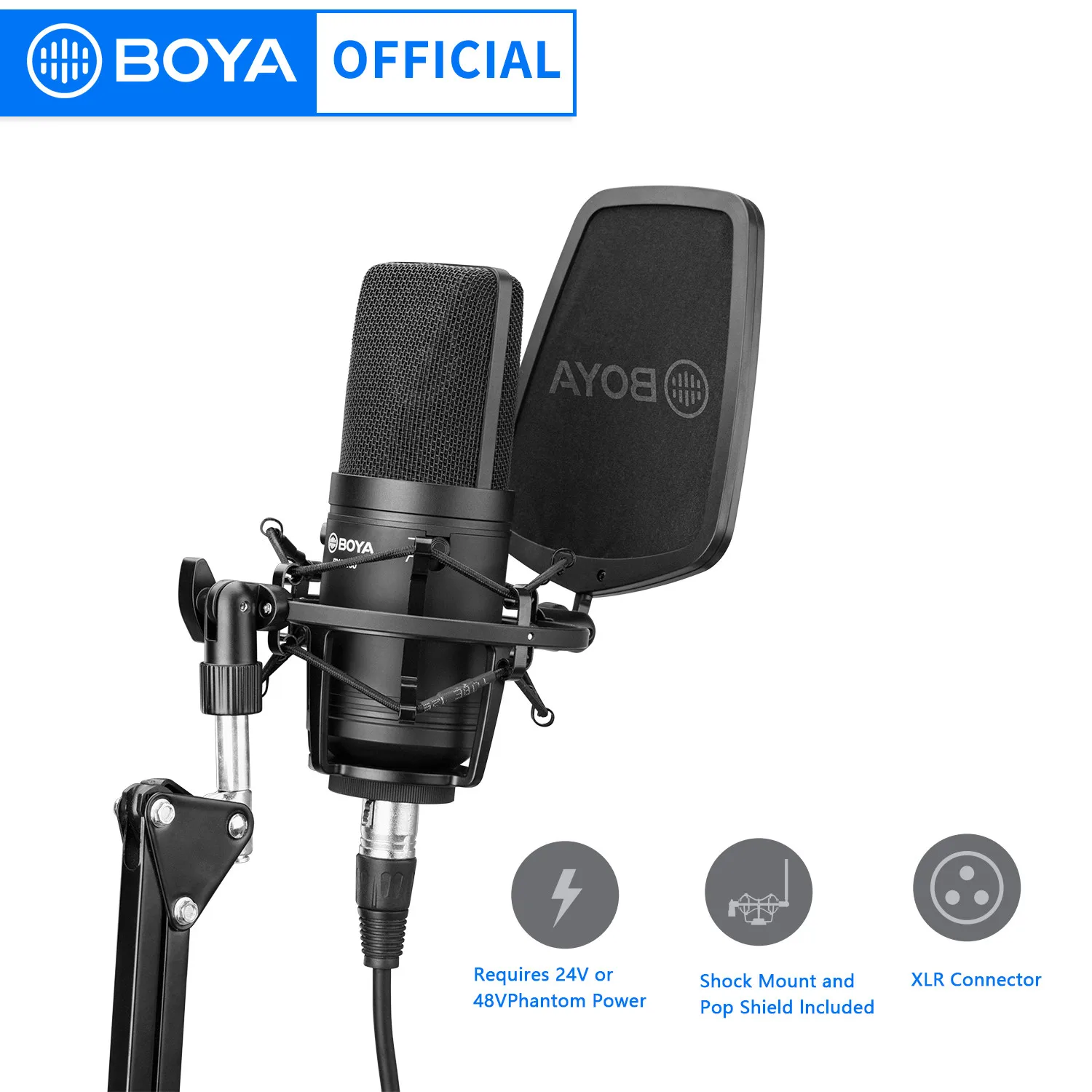 Микрофон BOYA BY-M800 с большой диафрагмой кардиоидный конденсаторный микрофон