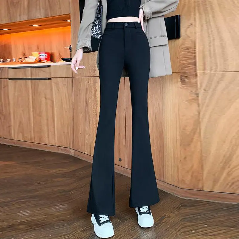 

Flared Suit Pants Women's Autumn 2023 New High-Grade Feeling High Waist Straight Pants Solid Casual Women Vintage Trousers C62