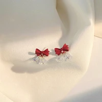 red bow bell earrings new year gift girl heart ins style korean cute earrings female