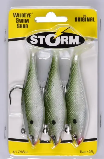 

WildEye Swim Shad 4" Fishing Lure 7/16oz Olive Shad 3pcs