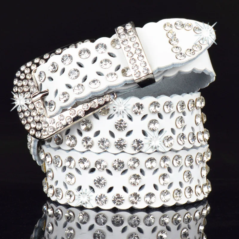 women's inlaid hollow rhinestone belt all match fashion