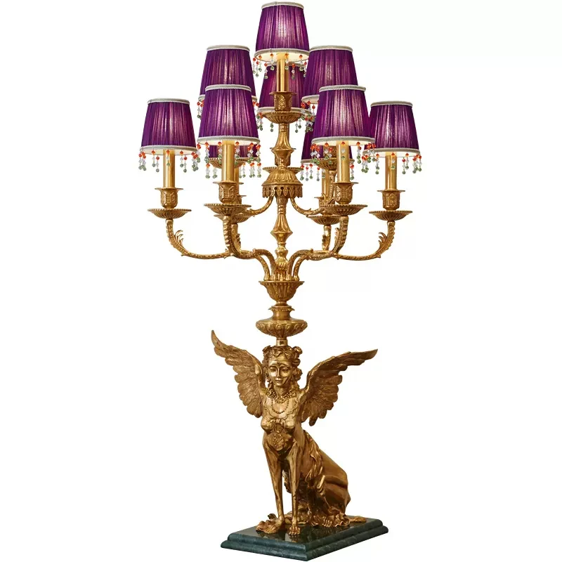 

Hotel Hall Palace Table Lights Copper Dewaxing French Villa Living Room Big Table Lamp Desk Luxury Retro European Style Brass