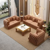 luxury brushed leather sofa high quality luxury living room villa modern postmodern leather sofa on the first floor