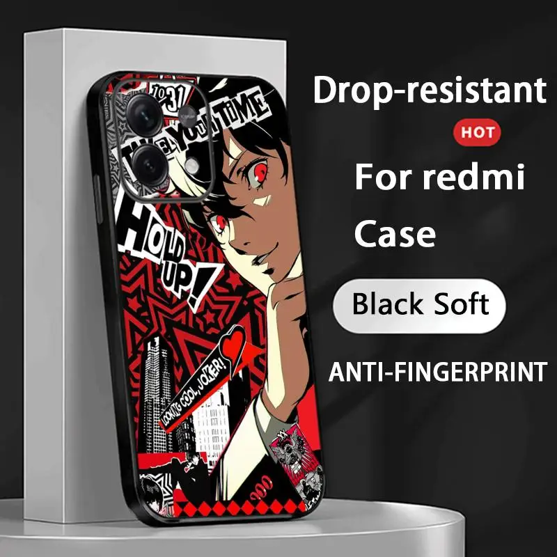 Фото Чехол для телефона с изображением Джокера из Persona 5 для Redmi Note 14 13 12 11 Pro Plus S 5G 14C A3, мягкий черный чехол №5