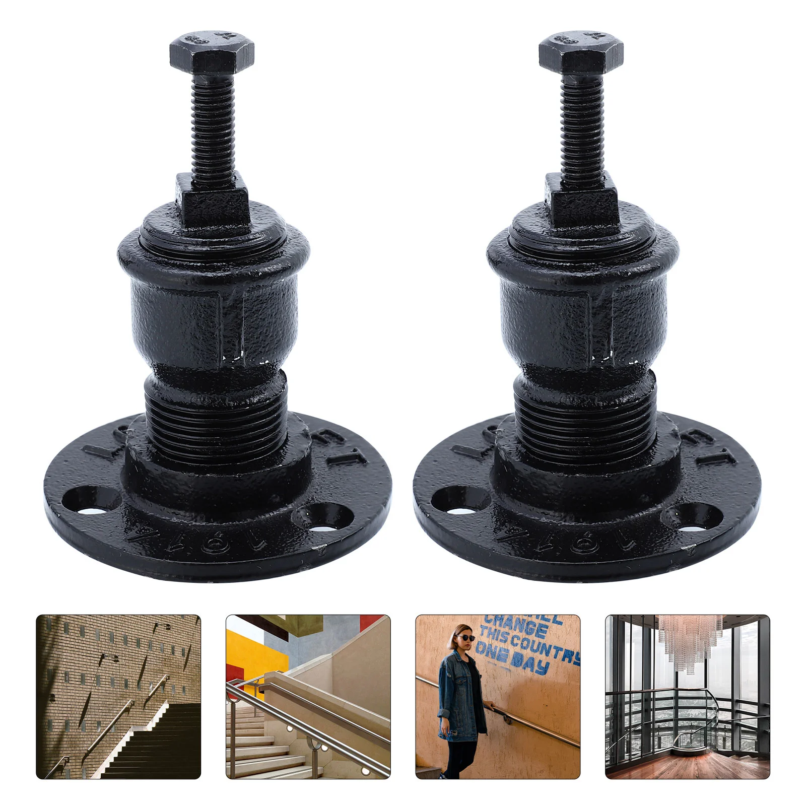 

2 Pcs Stair Bracket Wall Mount Railing Water Pipe Metal Handrail Mounted Iron Banister Support Handrails For stairs