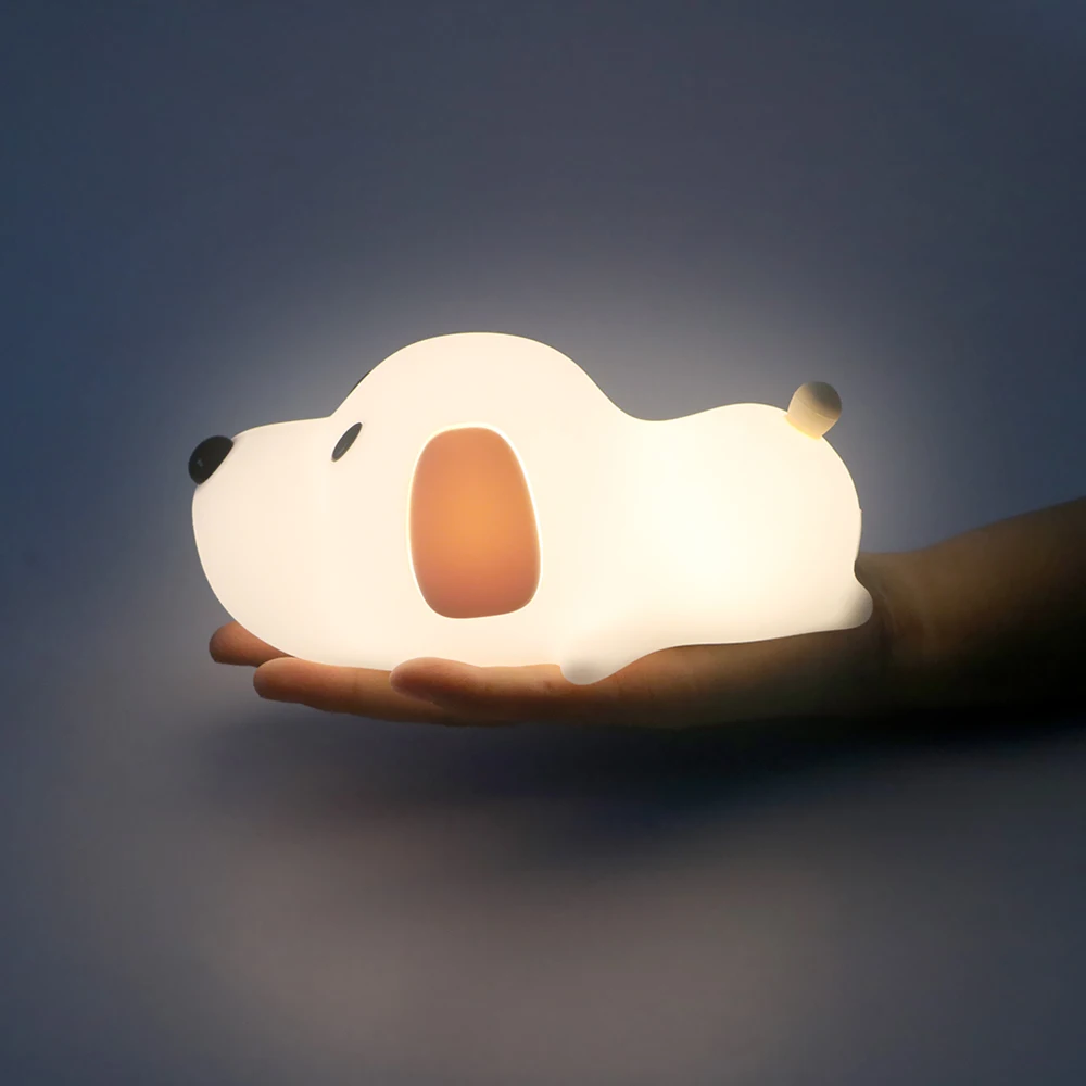 

Touch Sensor Silicone Puppy Lamp 2 Colors Dimmable for Children Baby Gift Timer Rechargeable Dog LED Night Light