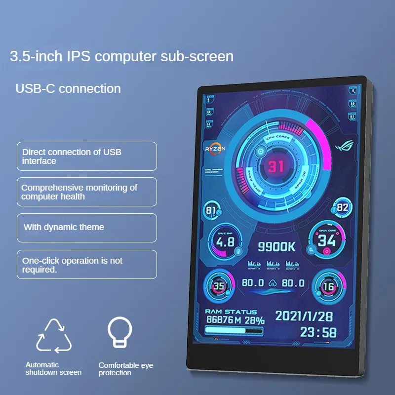 

3.5-inch computer small auxiliary screen IPS full-view USB-C chassis auxiliary screen computer temperature monitoring