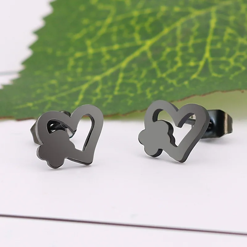 FairLadyHood золотые серьги-гвоздики в форме сердца для женщин женские серьги модные