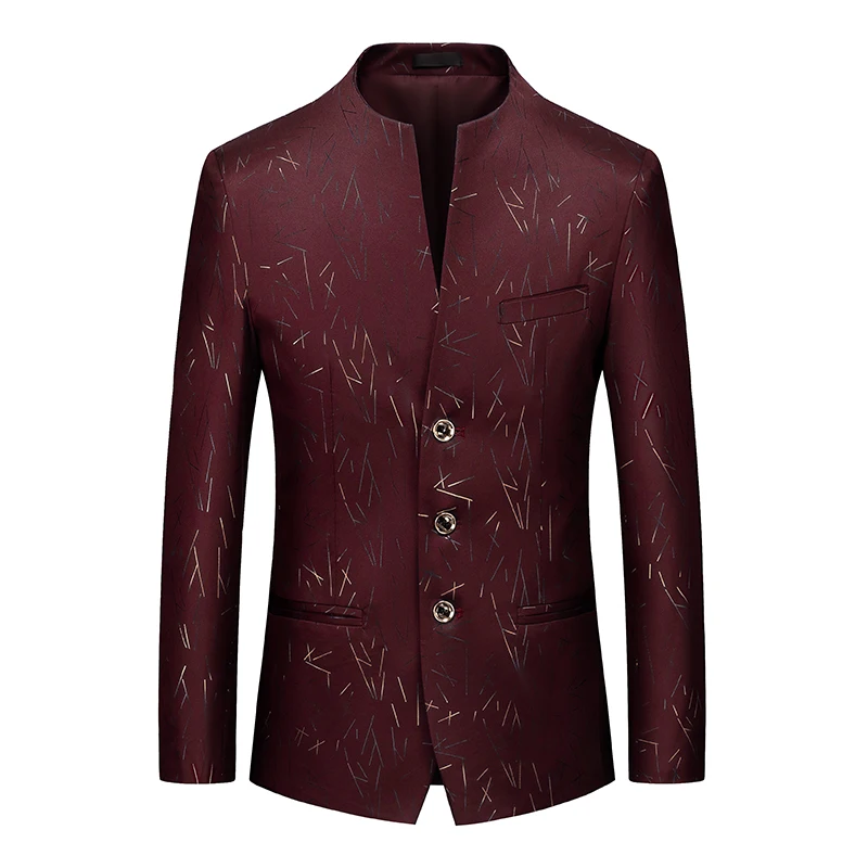 

Мужской повседневный пиджак с принтом, приталенный пиджак с V-образным вырезом и длинным рукавом, черного, белого и темно-синего цвета, весна-осень