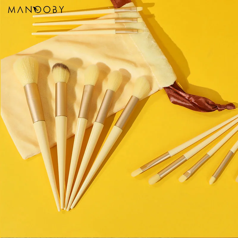 13Pcs Soft Natural Makeup Brushes Set Fluffy Hair Contour Eyeshadow Make Up Foundation Powder Kabuki Beauty Tool |
