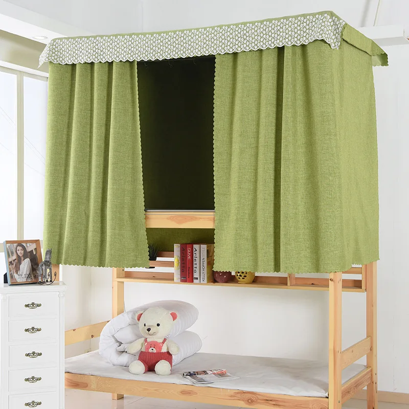 The Upper And Lower Beds Are Small, Fresh And Simple And Thickened Linen Shade Bed Curtain For Dormitory Mosquito Net