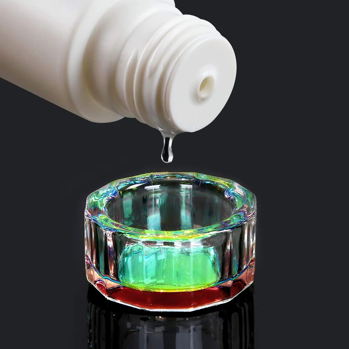 

2pcs Glass Nail Dappen Dish with Lid Clear Cup for Nail and Powder