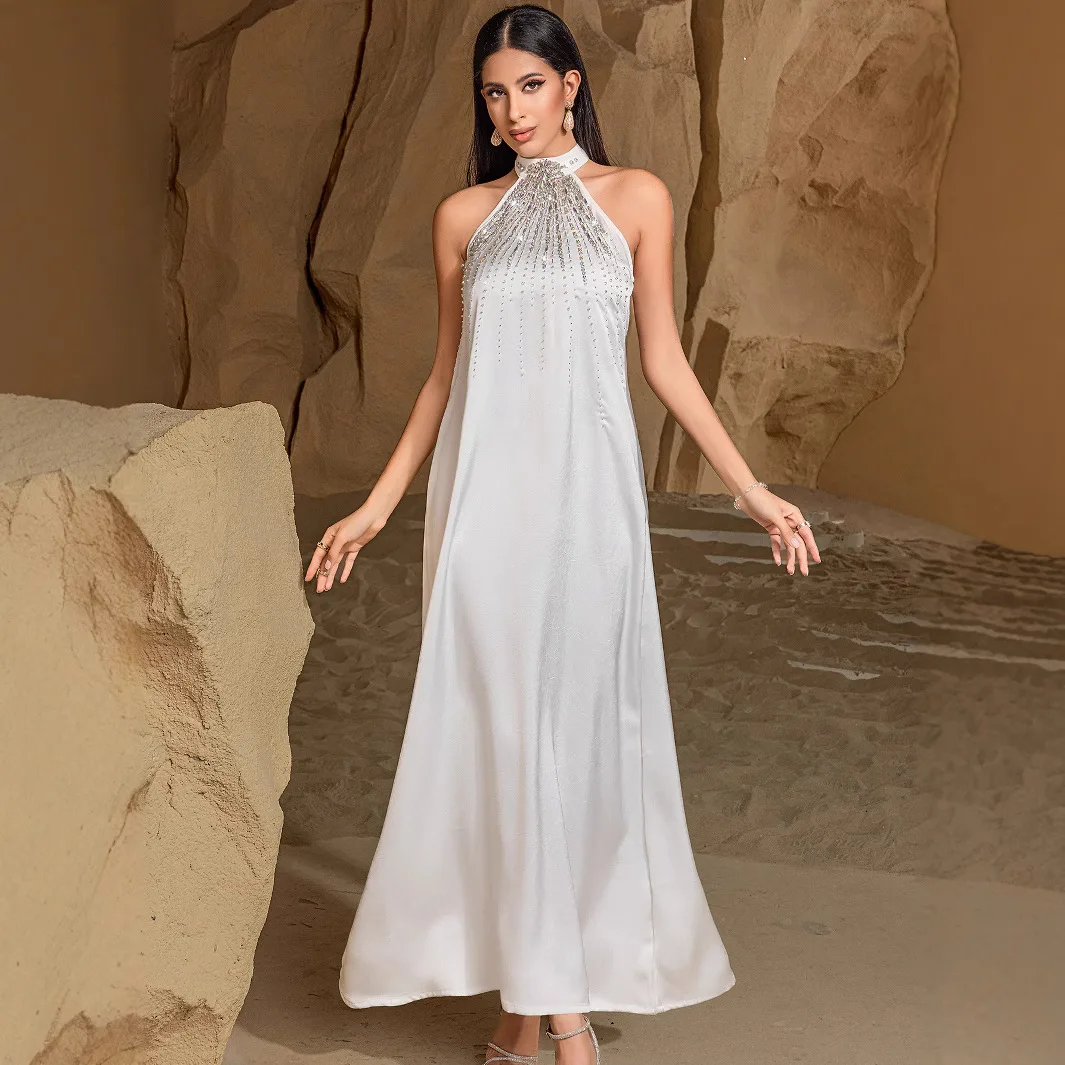 Рамадан Белый комплект из двух предметов Открытое кимоно Абая Димадсы