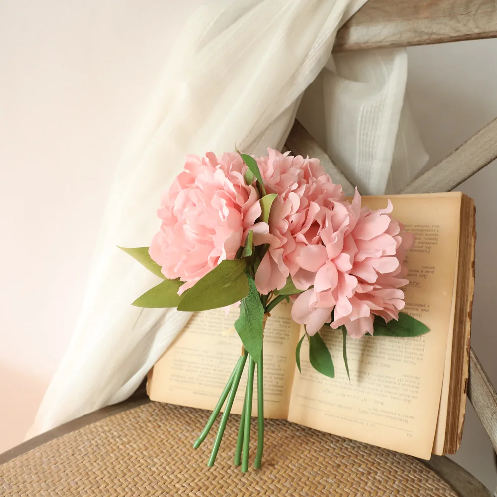 

5pcs Big White Silk Artificial Peony Bouquet Flowers Decoration Wedding Home Table Large Fake Flowers Valentines Day Supplies