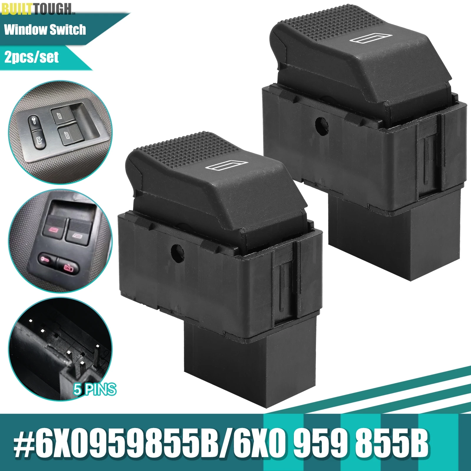 

2x для VW Polo 6N2 Lupo 6E1 Seat Cordoba 6K2 Ibiza 3 Arosa Электрический переключатель стеклоподъемника с одной кнопкой управления 6X0959855B 6X0 959 855B