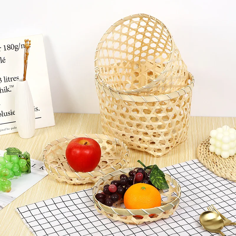 

Bamboo Woven Product Bamboo Plaque Leaching Rice Sieve Storage Basket Handmade Dustpan Washing Vegetable Basket Fruit Basket