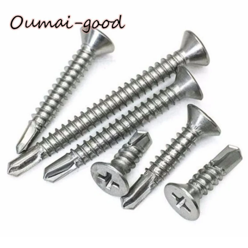 

410 Stainless Steel #6 #8 #10 #12 #14M3.5/M4.2/M4.8/M5.5/M6.3 Phillips Flat Head Self Drill Screw Thread Self Tapping Screw Bolt