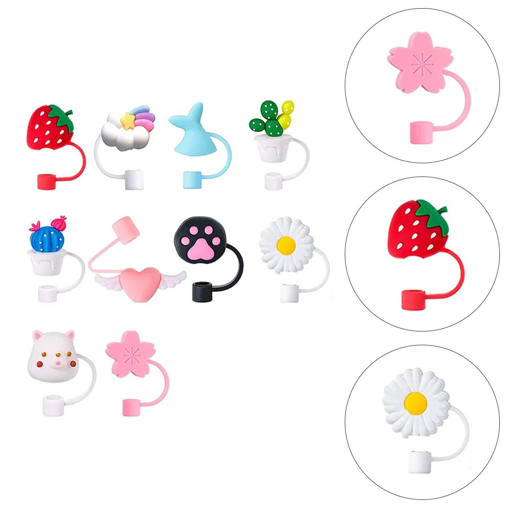 

10pcs Toppers Covers Caps Cartoon Tips Caps for Drinking