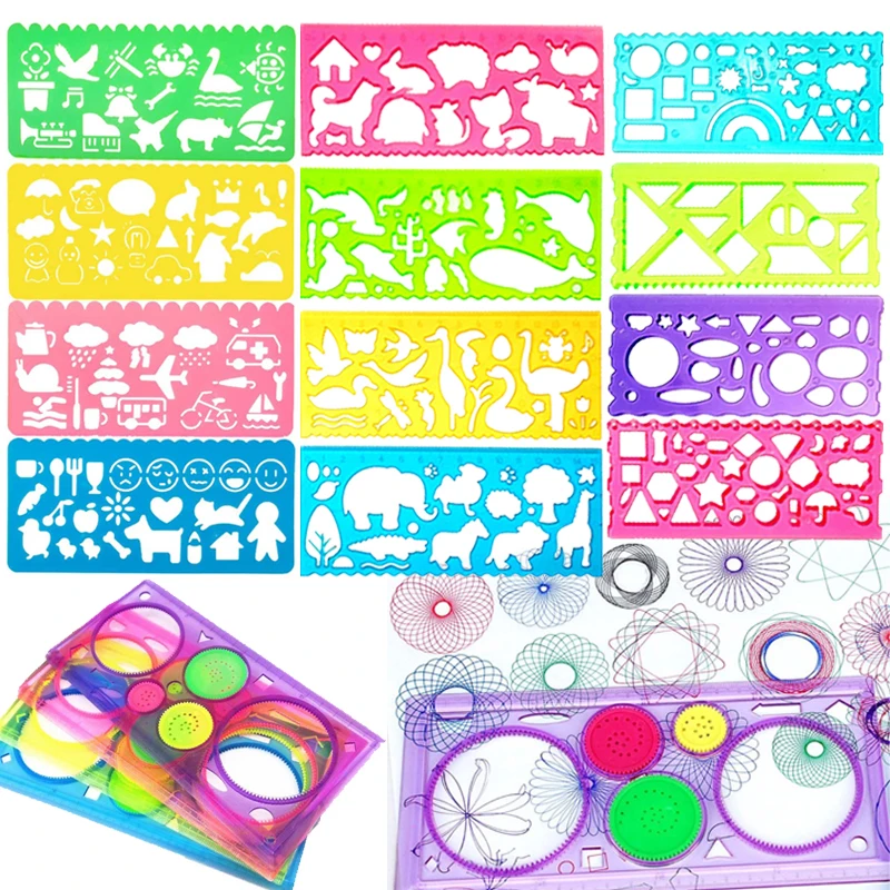 

13pcs Animal Geometry Spirograph Drawing Stencils Set Painting Template Rulers Art Crafts Creative Children Kids Educational Toy