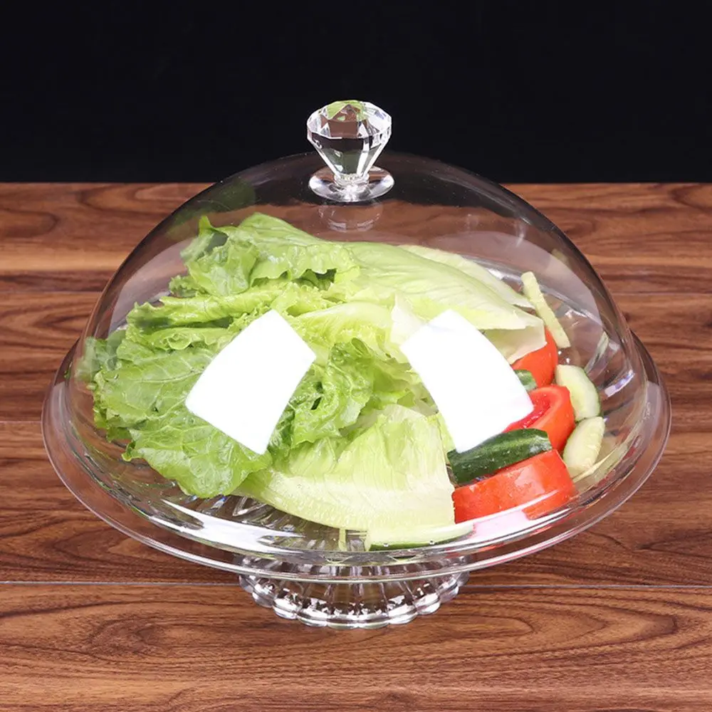 Creative Acrylic Round Dish Party Decoration Food Cover Dust-Proof Food Cover Fruit Display Holder Cake Bread Plate