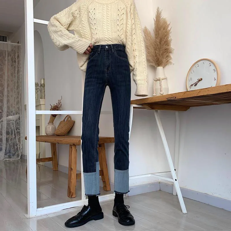 

Джинсы-карандаш женские стрейчевые, с высокой талией, синие