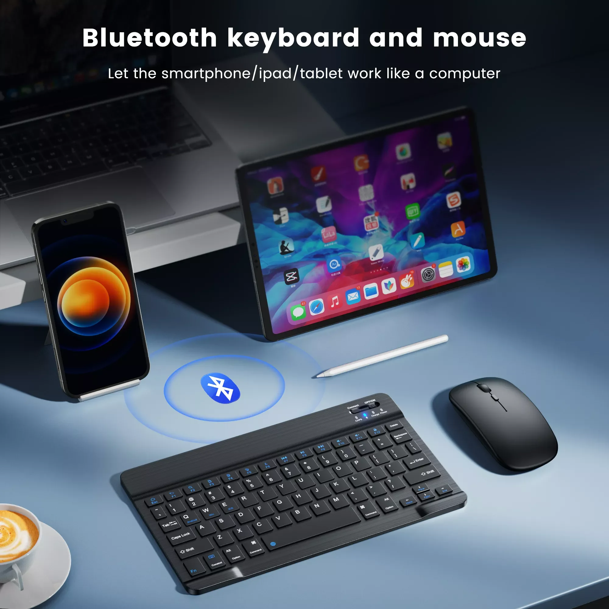 

Беспроводная клавиатура, Bluetooth клавиатура и мышь, испанская, Русская мини клавиатура для планшета, Ipad Pro 12