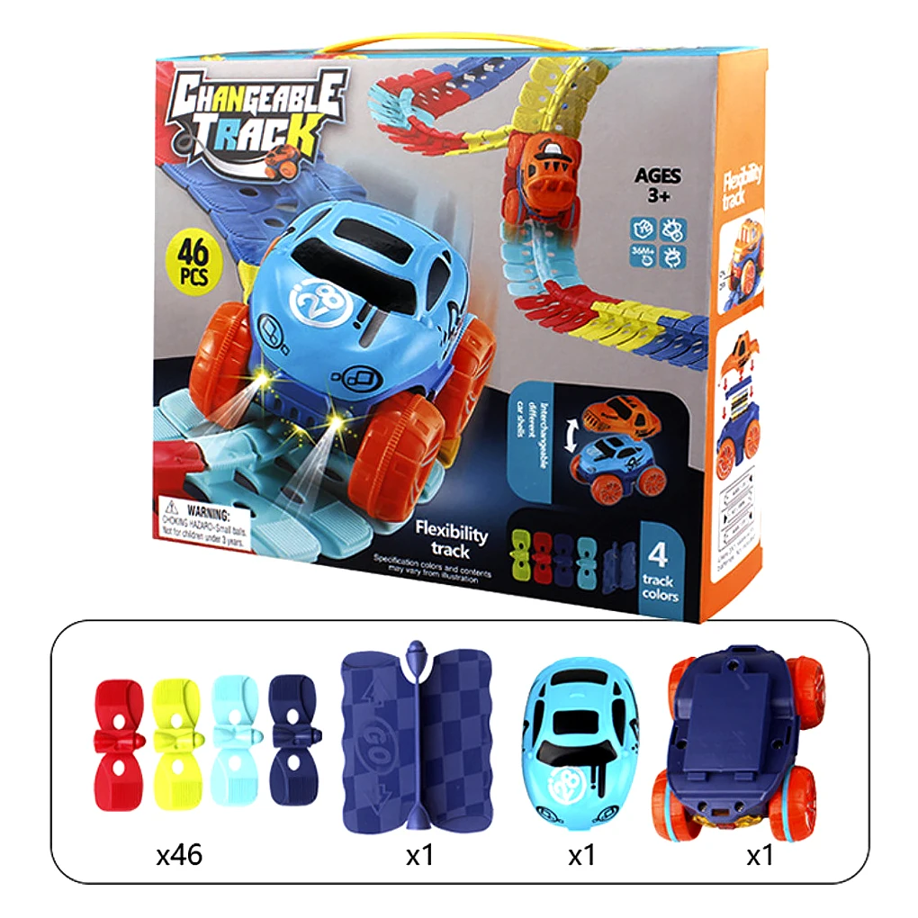 

Kids Racing Car Home Kindergarten Toy DIY Track Truck with Headlight Interactive Educational Plaything 92 Pcs/set
