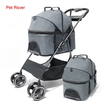 Pet Rover Prime 3 in 1 Dog Cat Pet Stroller with Detach Carrier Pump Free Rubber Tires Reversible Handle Medium Small Pet