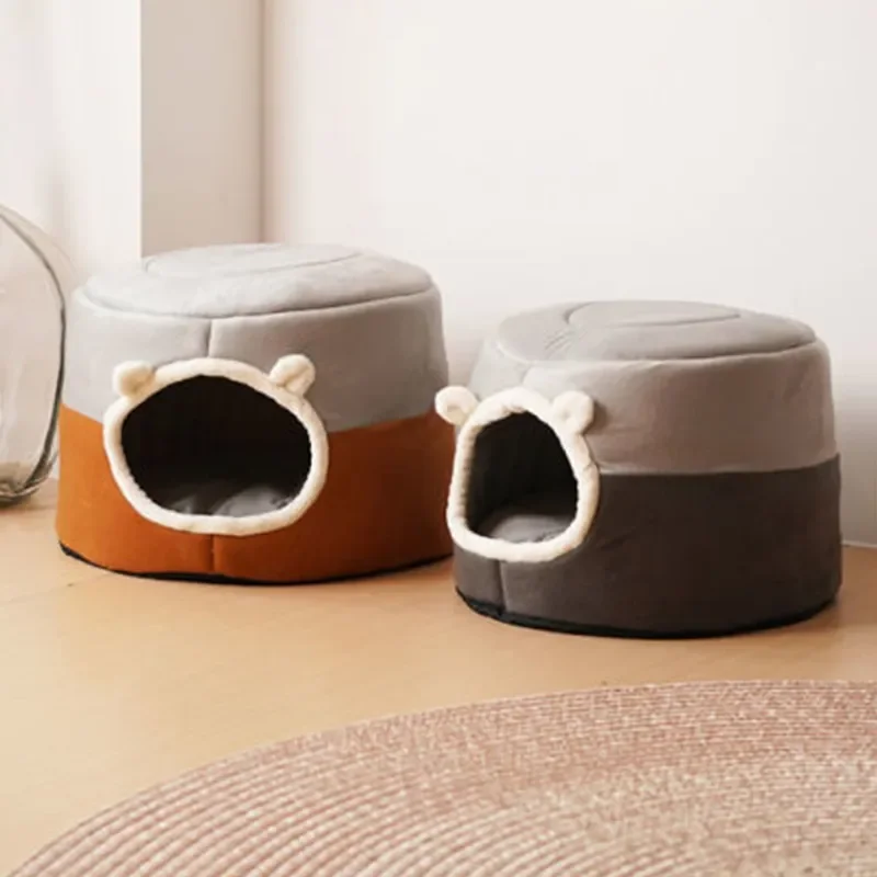 

New Winter Deep Sleep Comfort Cat Bed Iittle Mat Nest Cats Tent Cozy Cave Capsule Small Dogs Cats House Indoor Cama Gato