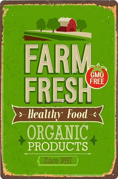 

Товары для здорового питания на ферме, оригинальные товары, металлический жестяной знак 8x12 дюймов, домашняя кухня, уличная ферма, Настенный ...