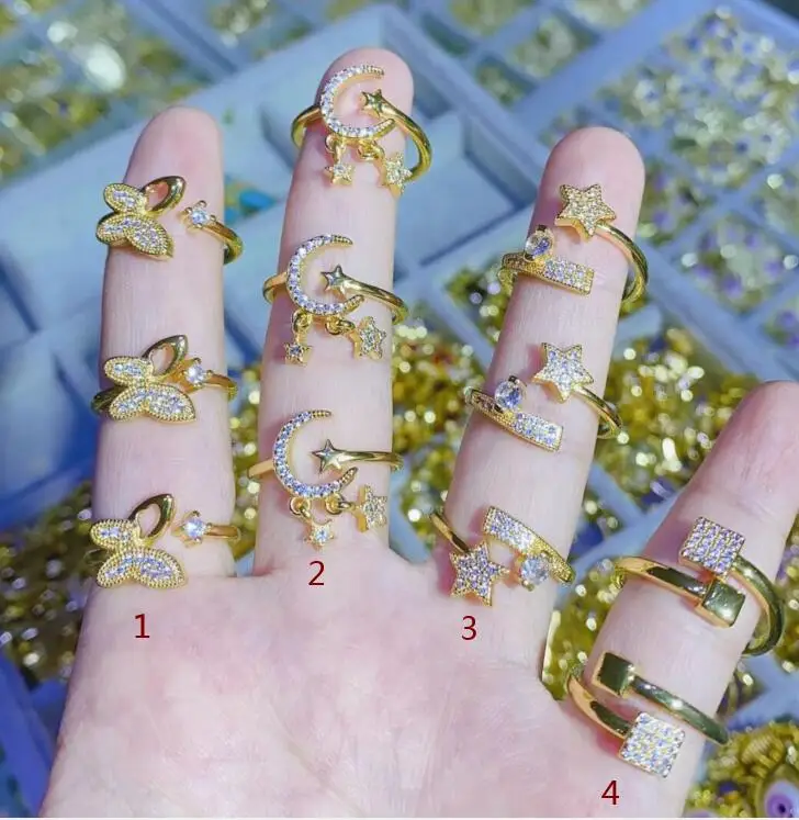 

1 шт. кольца в форме Луны звезды бабочки циркониевые ювелирные изделия кольцо многослойные металлические аксессуары ювелирные изделия для женщин регулируемые fdg45