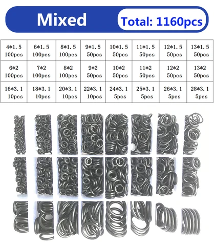 NBR 1400/1280Pcs O-Ring Rubber Gasket Nitrile Rubber High Pressure Oil Resistance O Ring Faucet Sealing Valve O Rubber Rings Kit