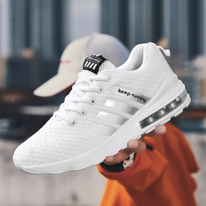 2022 Hot Sale Air Cushion Running Shoes Men White Sports Shoes Big Size 46 Low Outdoor Mens Trainers Lightweight tenis masculino