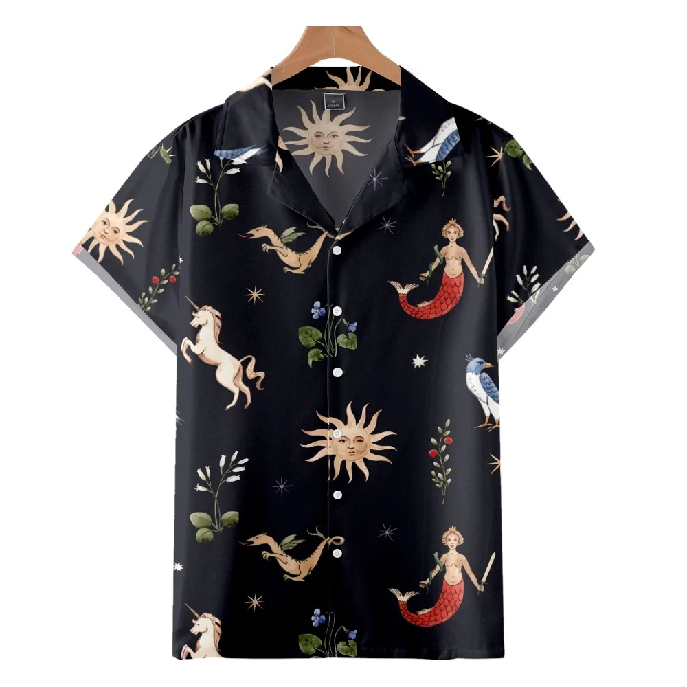 

2022 Fashion Casual Hawaiian Beach Shirt, Beach Palm Leaf Pattern Vintage Print, Summer Cuban Collar Shirt for Men and Women