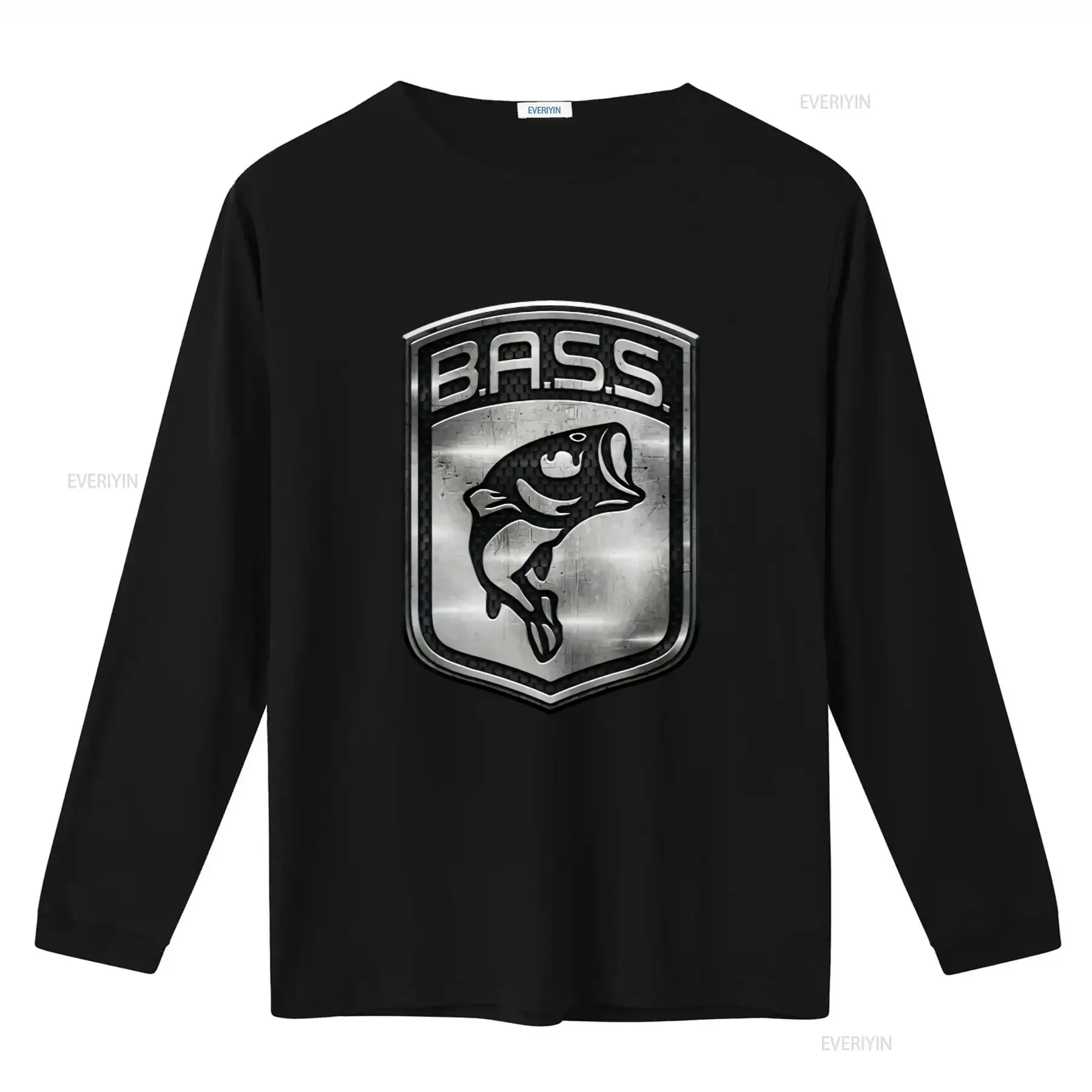 Фото Мужская футболка Bassmaster Bass Fishing с металлическим логотипом: стильная и прочная одежда, винтажный дизайн, мягкая, удобная, повседневная. №2