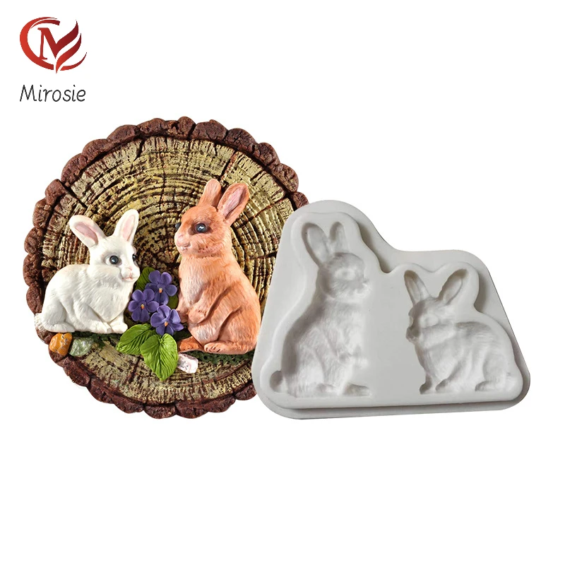 

Mirosie Rabbit Cake Decoration Animal Chocolate Fondant Pudding Jelly Mousse Clay Silicone Mold Baking Accessories Mold Silicone