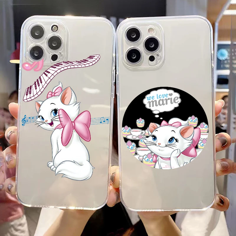 

Disney Cartoon Marie Cat For iPhone 13 12 11 Pro 12 13 Mini X XR XS Max 6 6S 7 8 Plus SE2 Clear Phone Case Liquid Silicon Funda