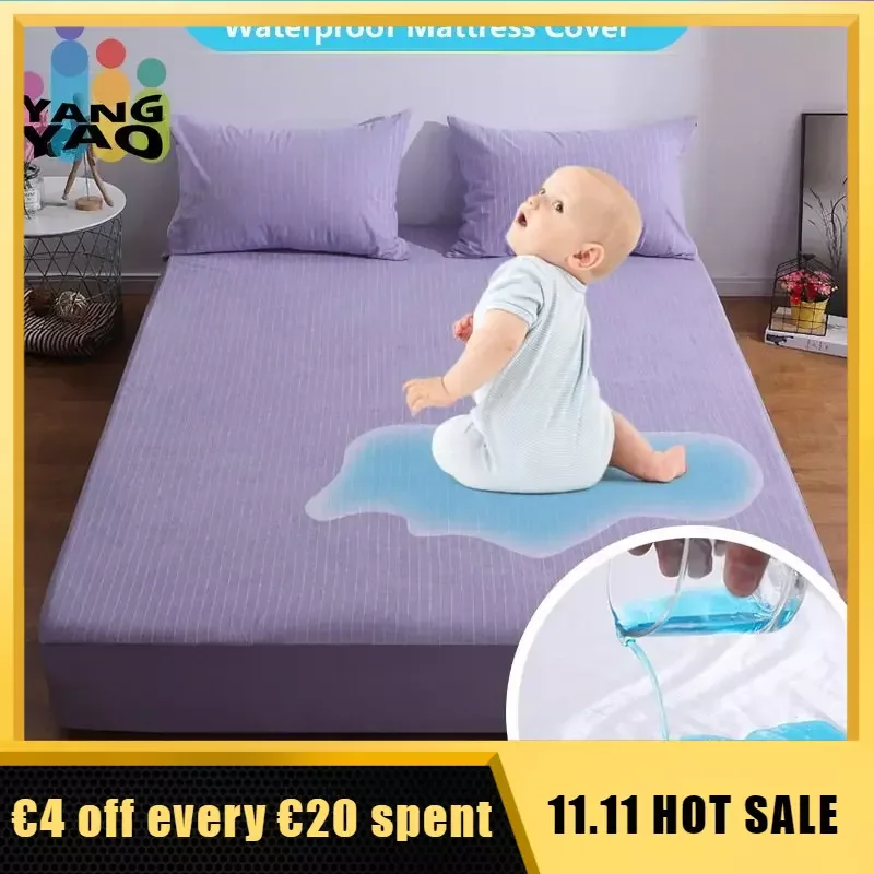 

100% Cotton Towel Fleece Fitted Cover Super Waterproof Mattress Cover King Queen Customized Anti-mites Bed Cover No Pillowcase