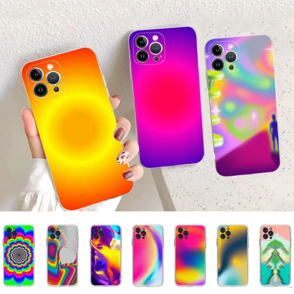 

Psychedelic Gradient Phone Case For iPhone 14 11 12 13 Mini Pro XS Max Cover 6 7 8 Plus X XR SE 2020 Funda Shell