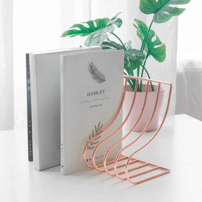 

10 Grid File Storage Shelf Book Stand Bookend Nordic Wrought Iron Organizer Holder for Home Office