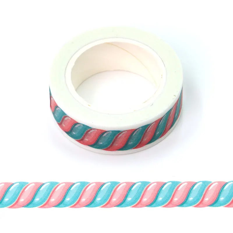 

1PC Decorative Pink and Blue Candy Paper Washi Tapes for Bullet Journal Adhesive Border Masking Tape Cute Stationery