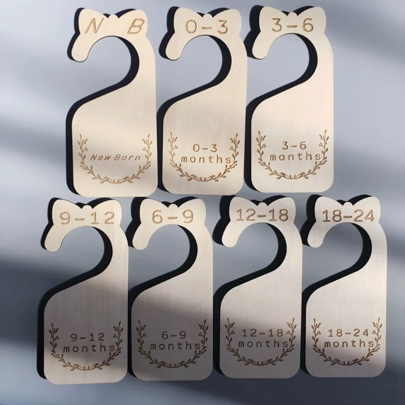 

7pcs Wood Baby Closet Dividers from Newborn to 24 Month Nursery Decor Baby Clothes Organizers Shower Gift